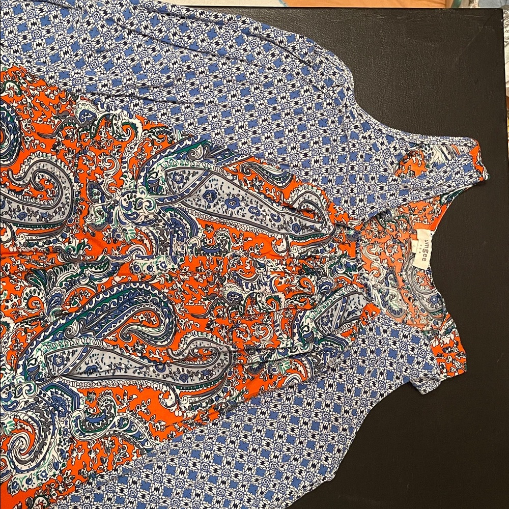 Umgee Blue and Orange Paisley Tank Dress - Picture 3 of 3